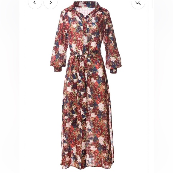 Christine Maxi Shirt Dress, Watercolor Floral - Picture 1 of 3